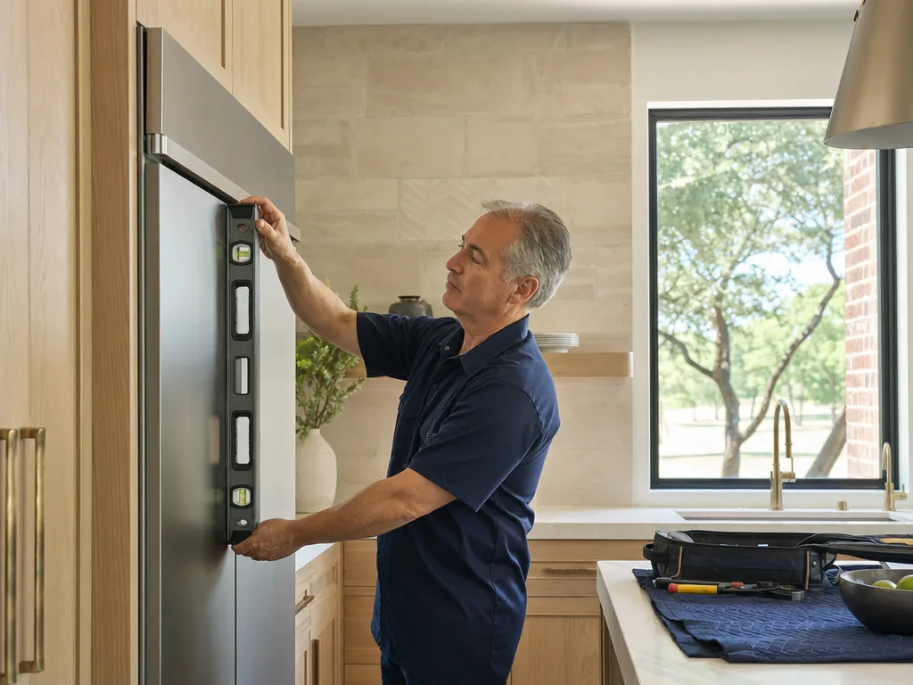 Door and cabinet alignment during an appliance repair visit in Dallas, Texas